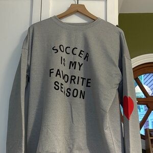 Gray Sweatshirt with Heart and Text